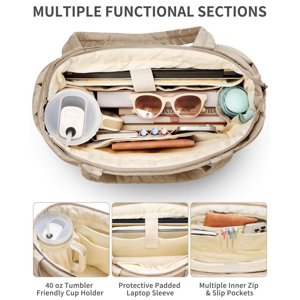 Ruime Puffer Tote Bag voor dam - Accordion Wallet Zip recensie en prijs