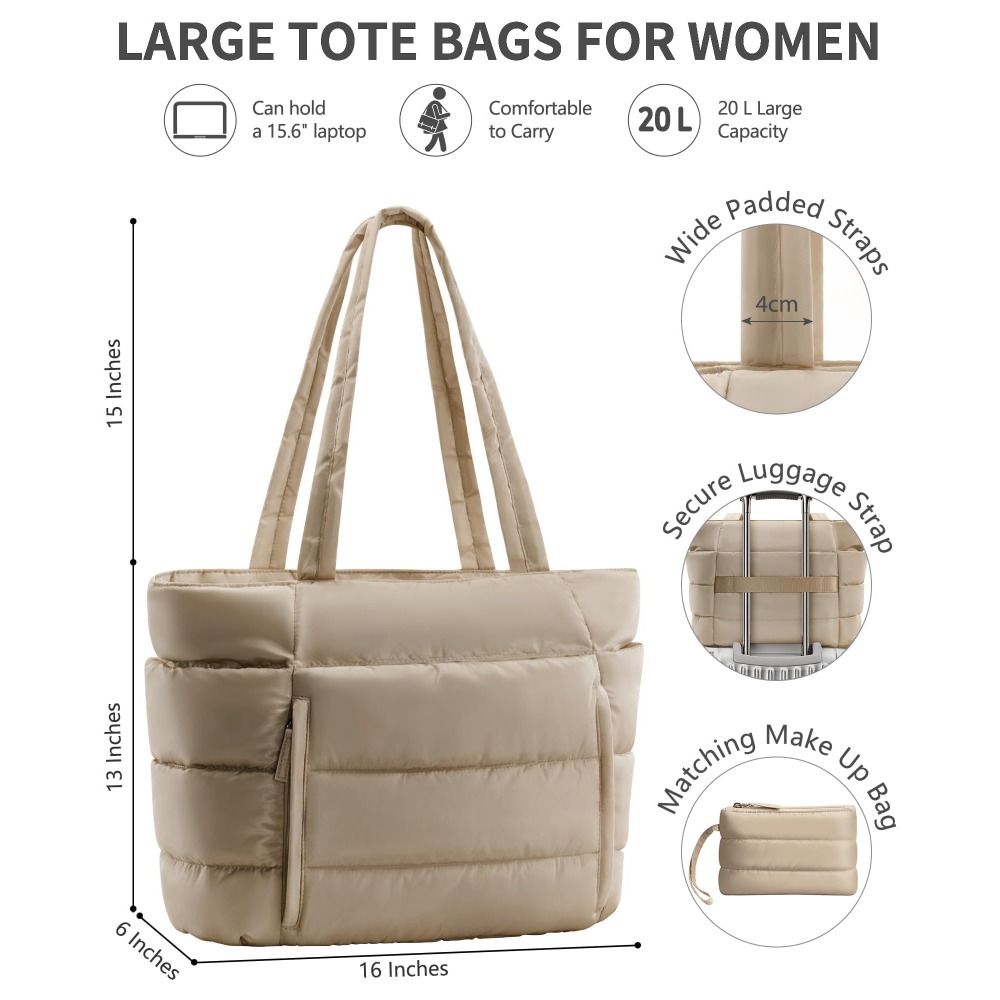 Ruime Puffer Tote Bag voor dam - Accordion Wallet Zip recensie en prijs